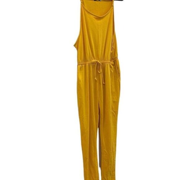 Ambiance Womens Jumpsuit Yellow Spaghetti Straps With Pockets Size Medium​​​​ - Picture 1 of 10